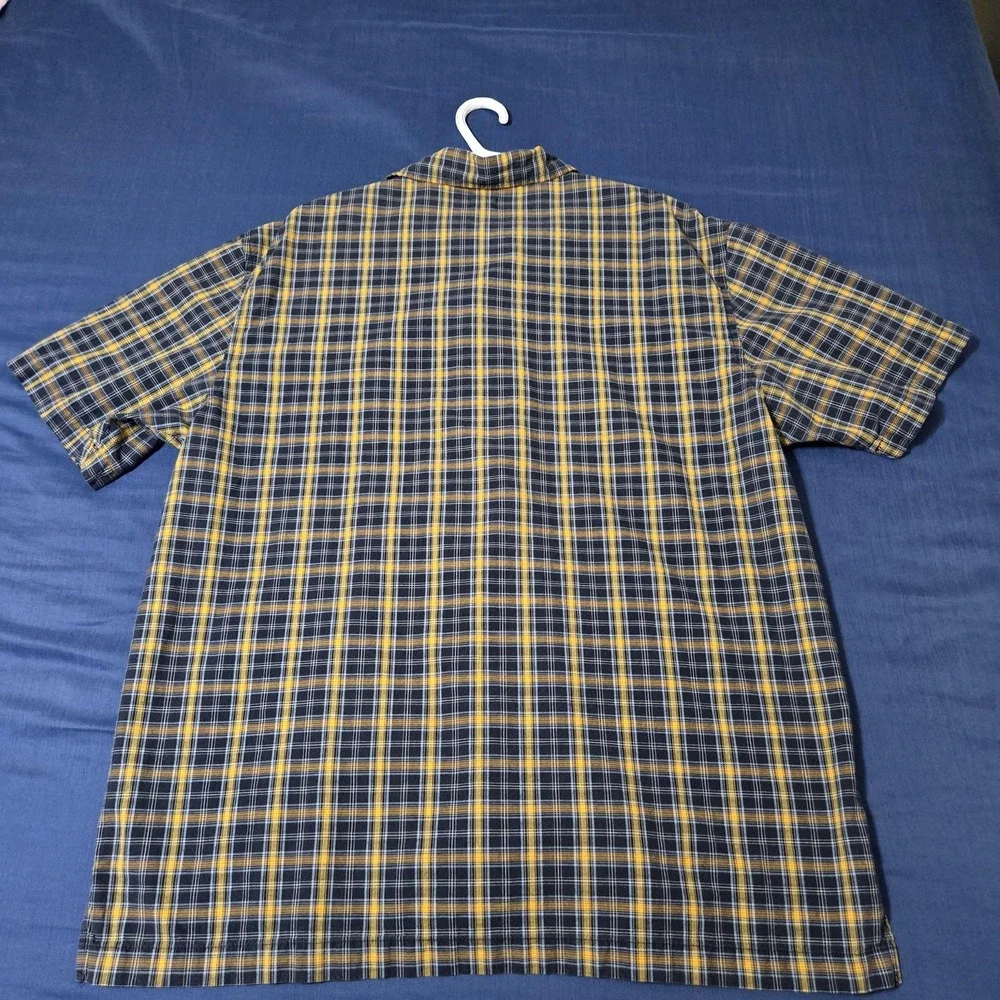 Levi's Shirt Mens Large Blue Yellow Plaid 100% Cotton Relaxed Fit Short Sleeve‎